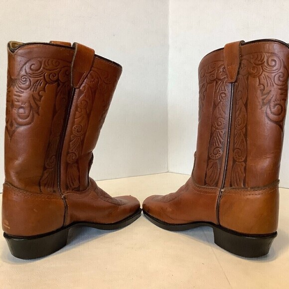 Vintage Kid's Cowboy Western Tooled Leather Boots Size 12.5 D  Made USA #2418 - Picture 4 of 12